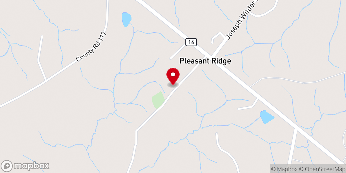 Map showing location of Pleasant Ridge Presbyterian Church