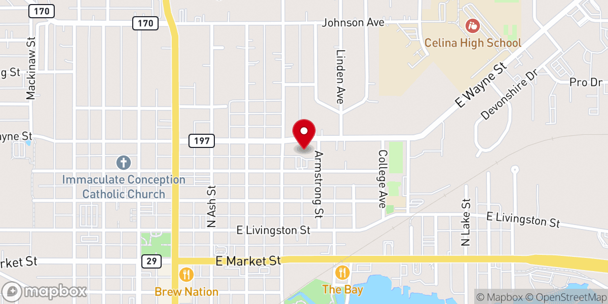 Map showing location of Celina Bethany Church