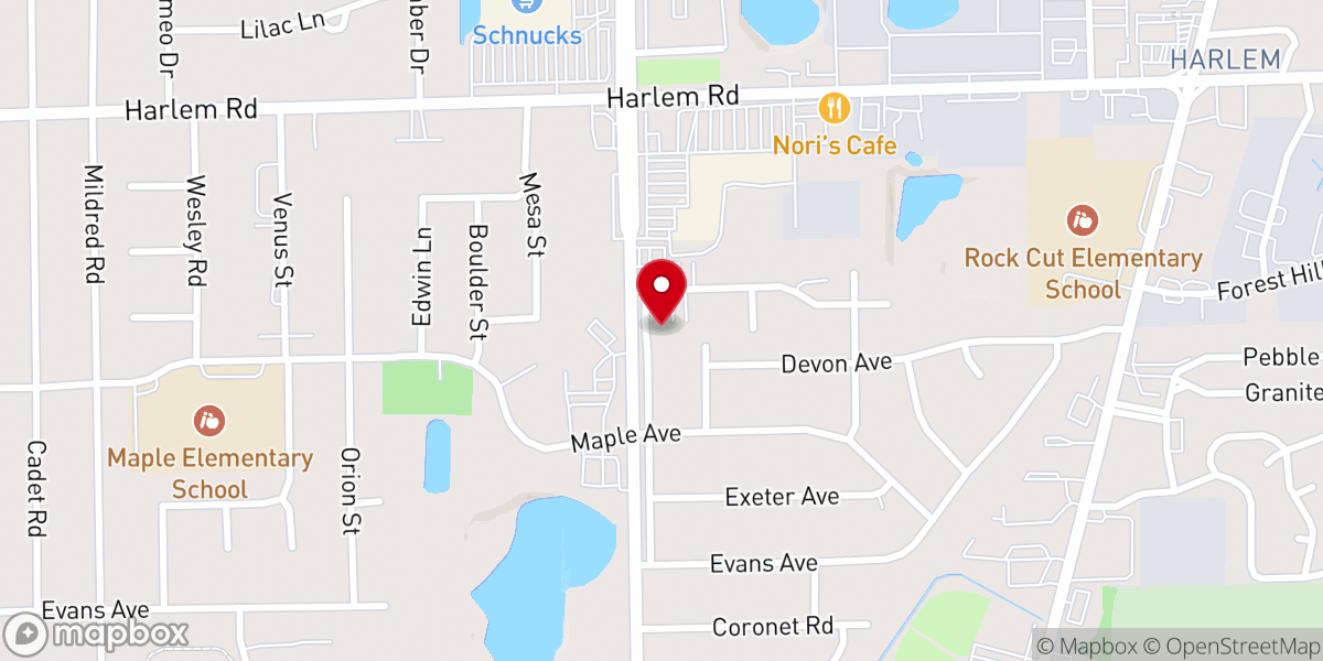 Map showing location of Rock Valley Bible Church
