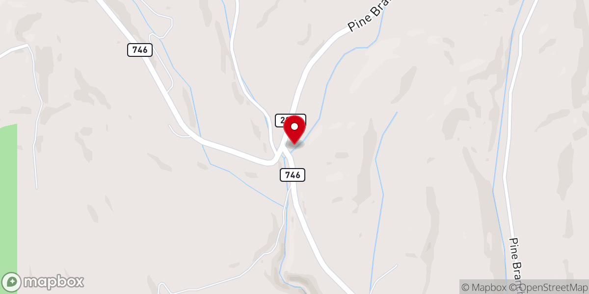 Map showing location of Pine Branch Baptist Church