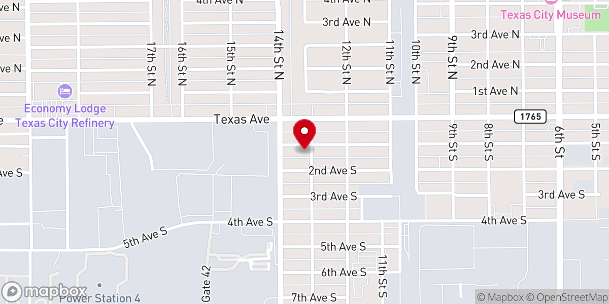 Map showing location of Texas City Seventh-day Adventist Church