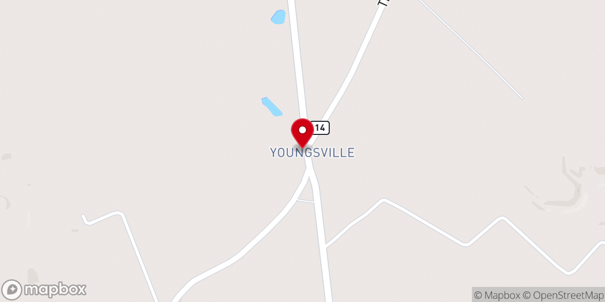 Map showing location of Youngsville Pentecostal Holiness Church