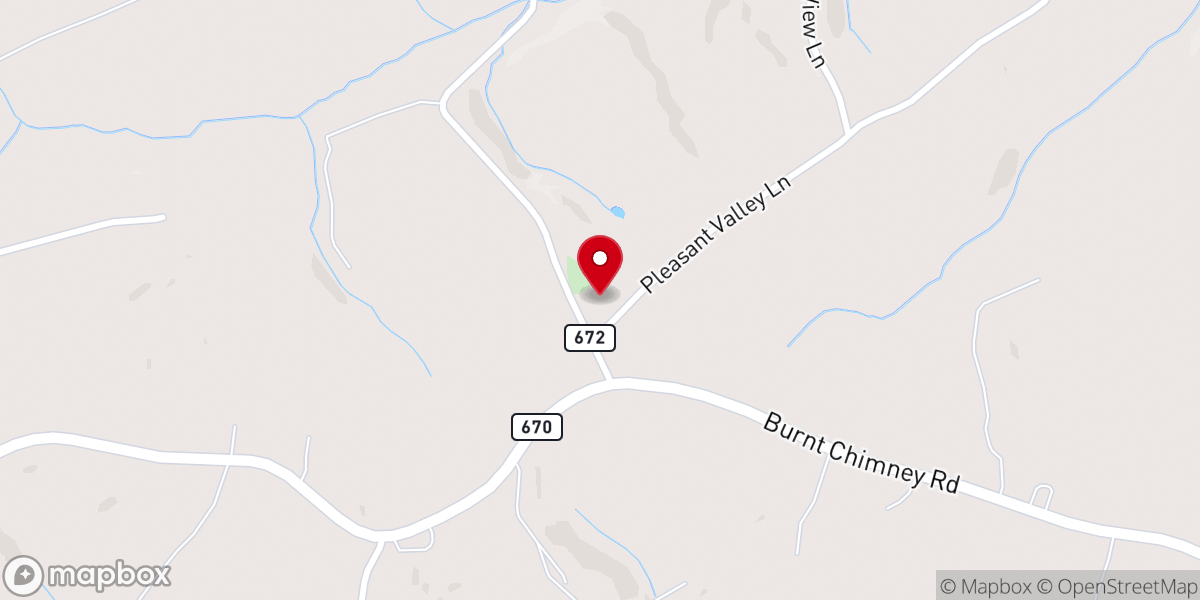 Map showing location of Chestnut Grove Baptist Church