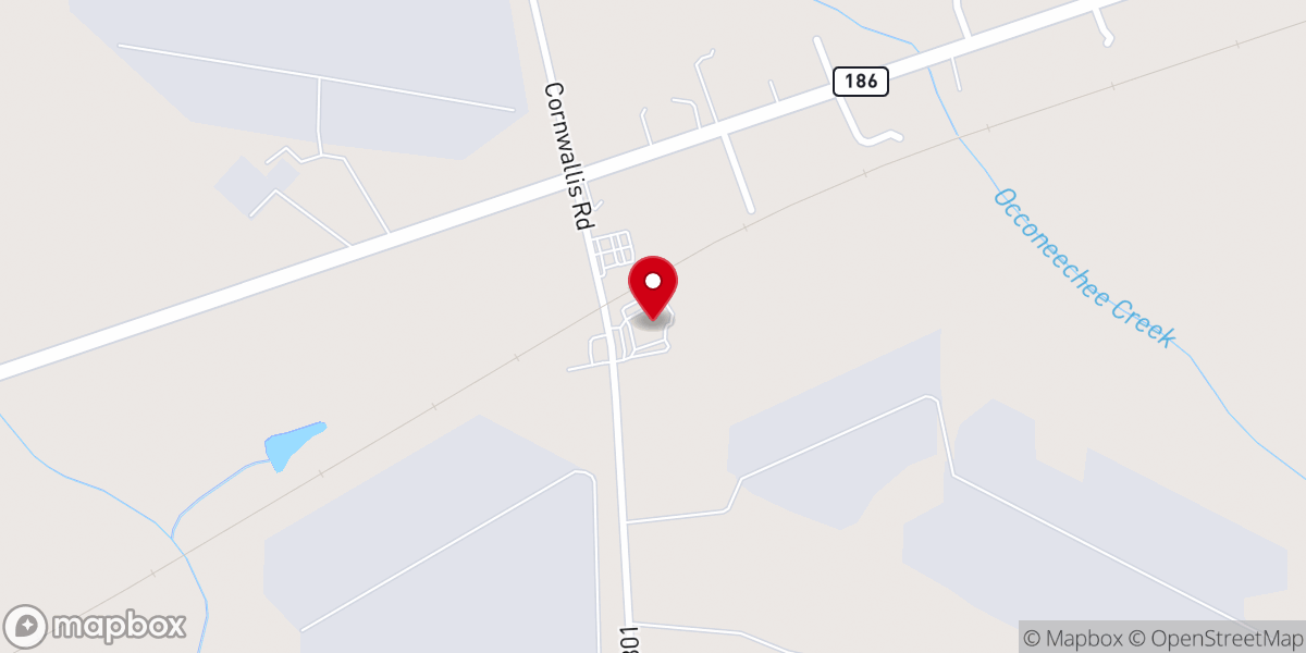 Map showing location of Roanoke Salem Baptist Church