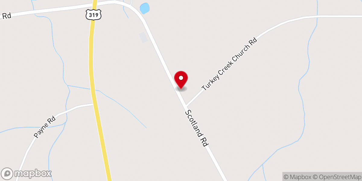 Map showing location of Turkey Creek Church
