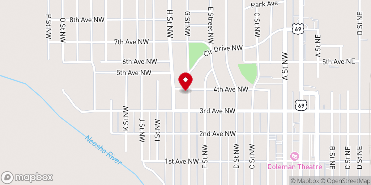 Map showing location of Northwest Assembly of God Church