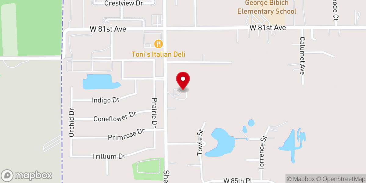 Map showing location of Grace Lutheran Church of Dyer, Indiana