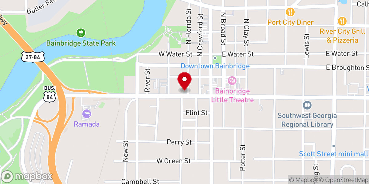 Map showing location of Bainbridge First Methodist Church