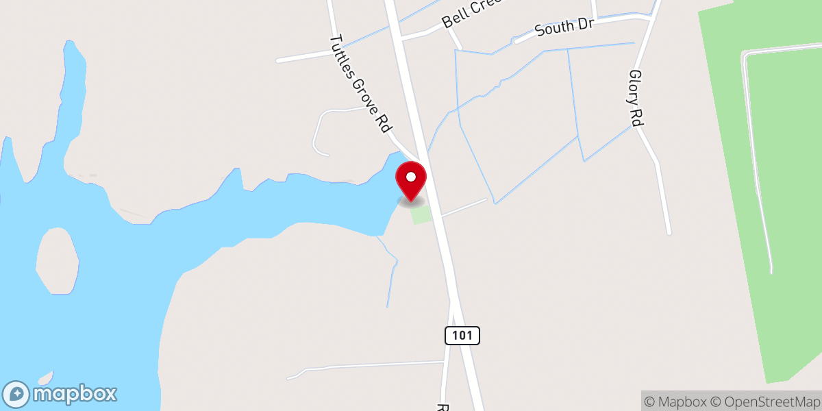 Map showing location of Tuttle's Grove Methodist Church