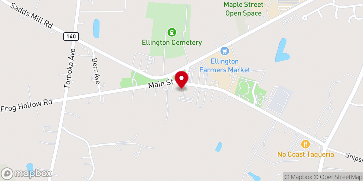 Map showing location of Ellington Congregational Church