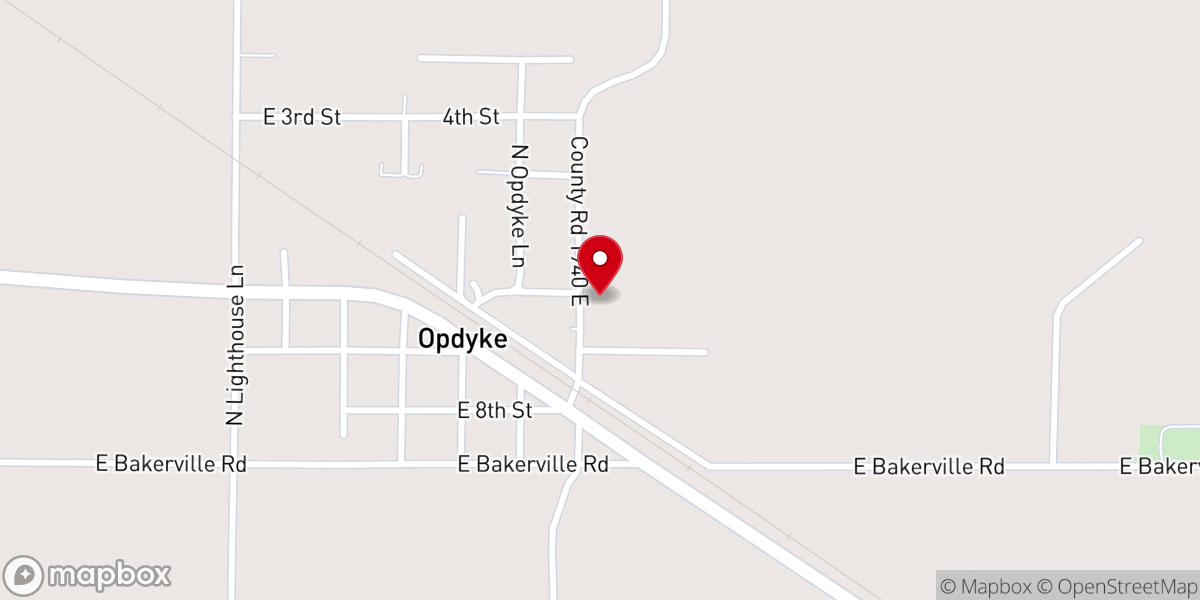 Map showing location of Opdyke Missionary Baptist Church