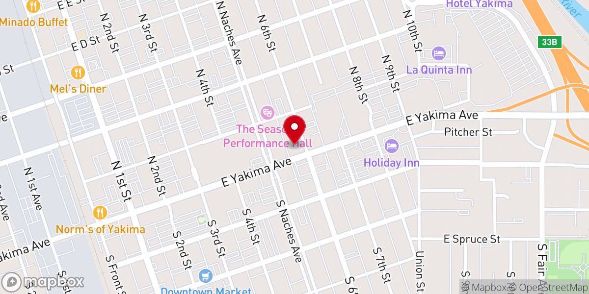 Map showing location of Baptist Event Center Yakima