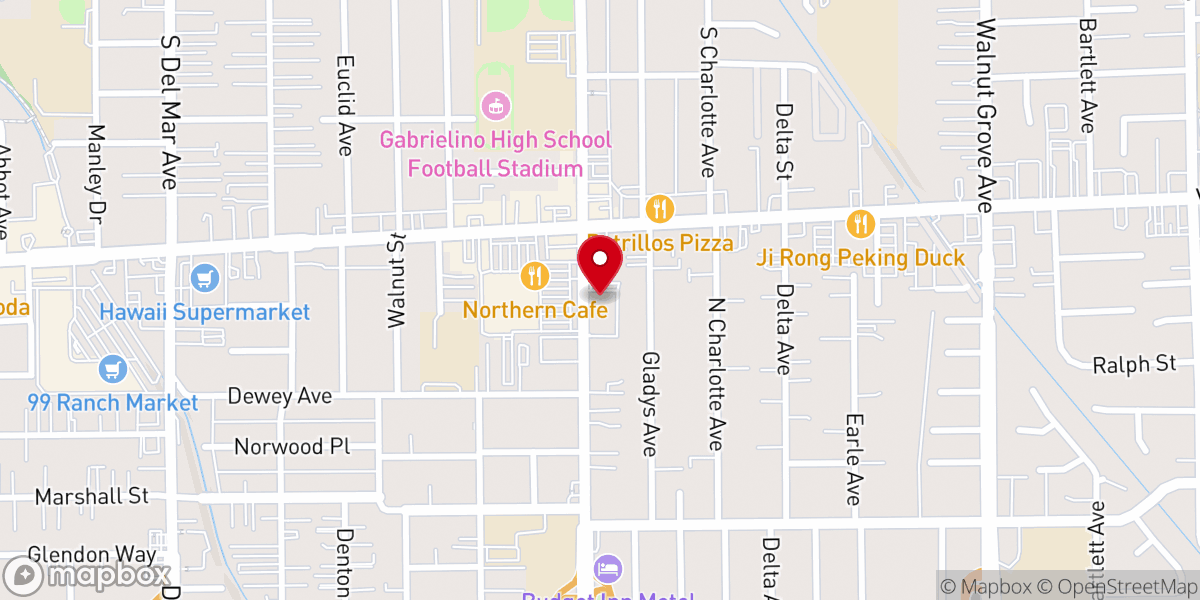 Map showing location of Saint Sava Serbian Orthodox Church of San Gabriel