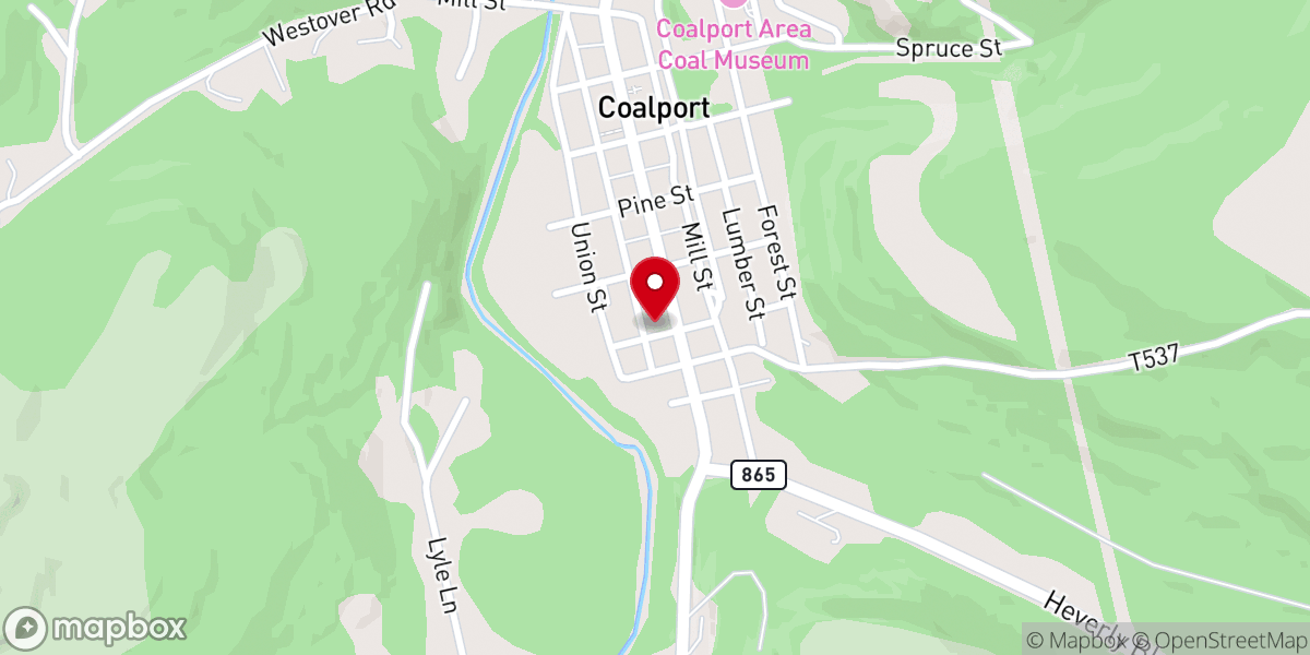Map showing location of Coalport Christian & Missionary Alliance Church