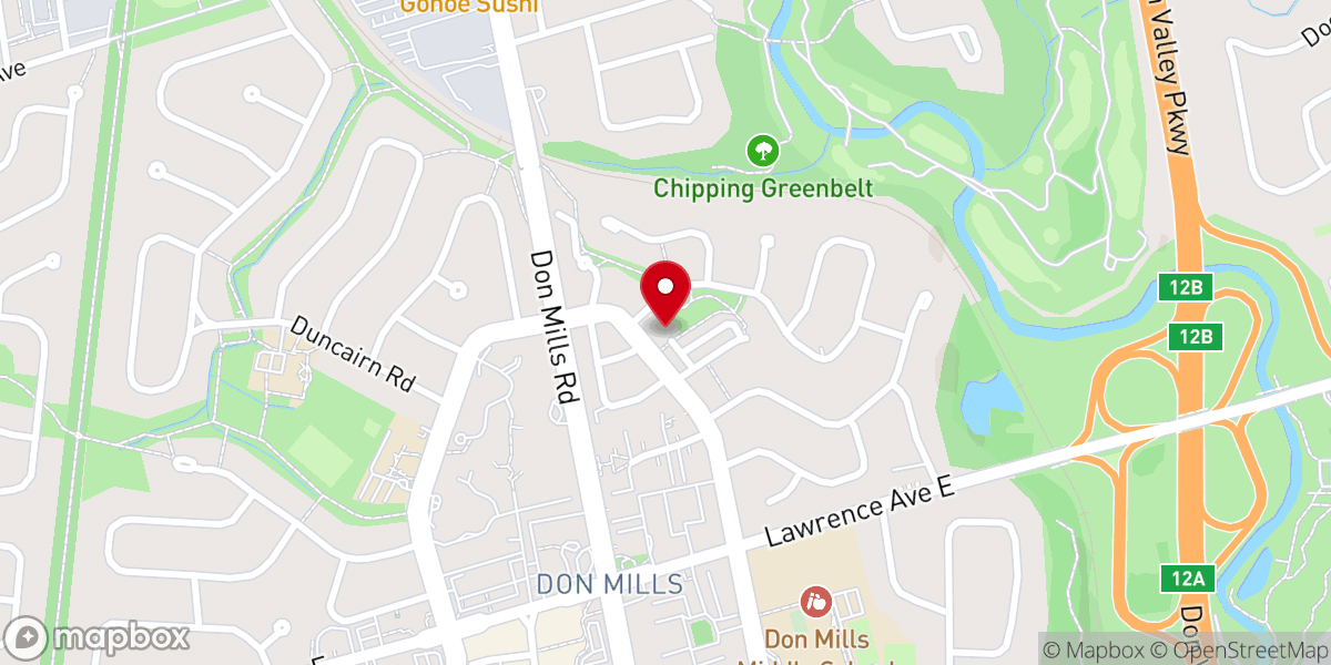 Map showing location of Donway Baptist Church
