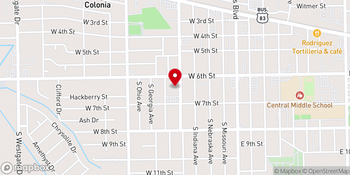 Map showing location of St. Pius X Catholic Church
