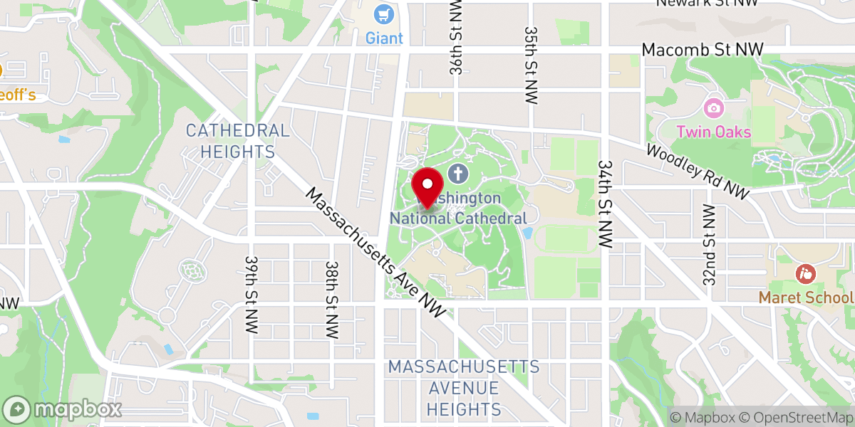 Map showing location of Episcopal Church House-Diocese of Washington