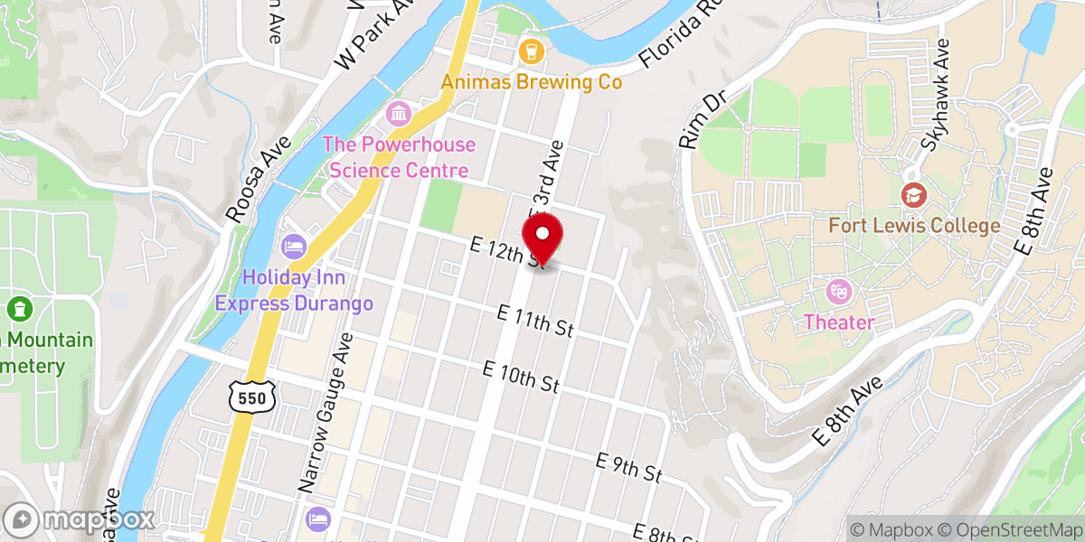 Map showing location of First Church of Christ, Scientist, Durango