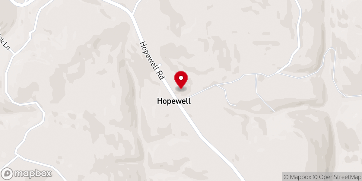 Map showing location of Hopewell Baptist Church