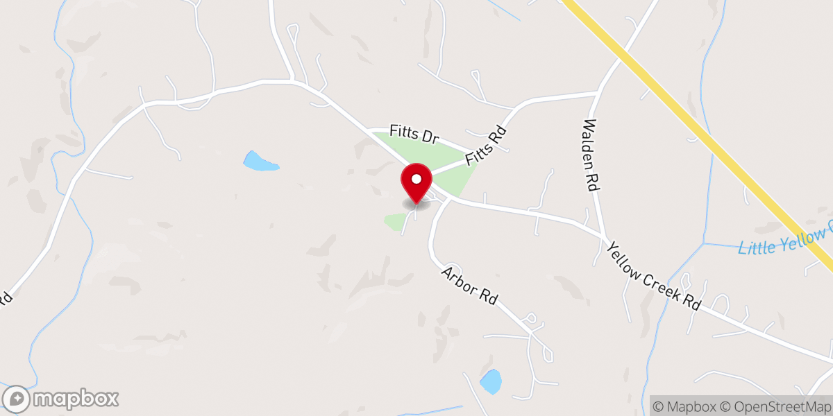 Map showing location of Yellow Creek Baptist Church