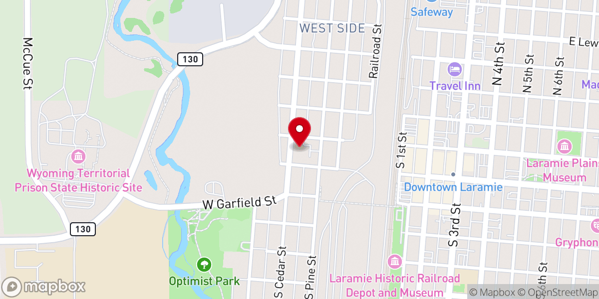 Map showing location of Laramie Reformed Presbyterian Church