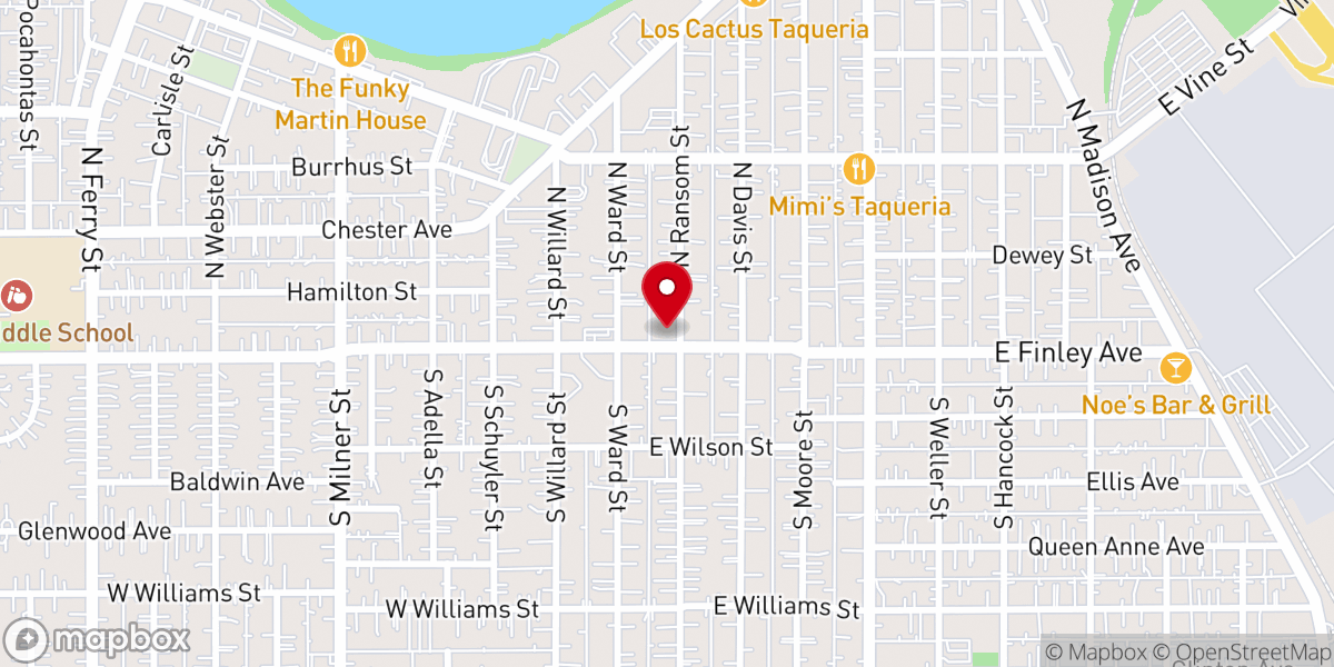 Map showing location of Plymouth Congergational United Church