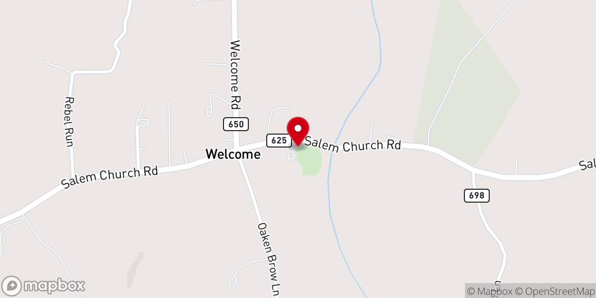 Map showing location of Salem Baptist Church