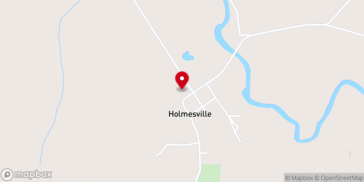 Map showing location of Holmesville Baptist Church