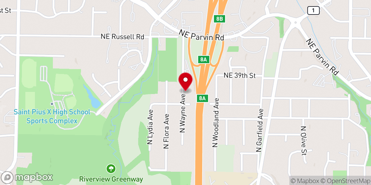 Map showing location of Kansas City Korean Baptist Church