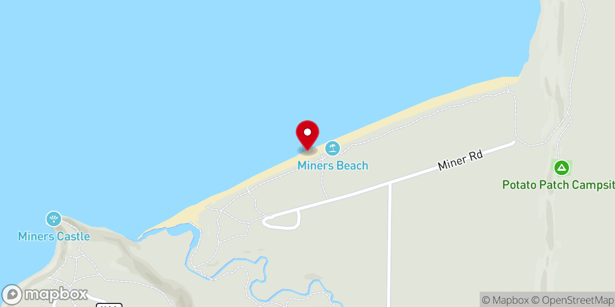 Map showing location of Miners Beach