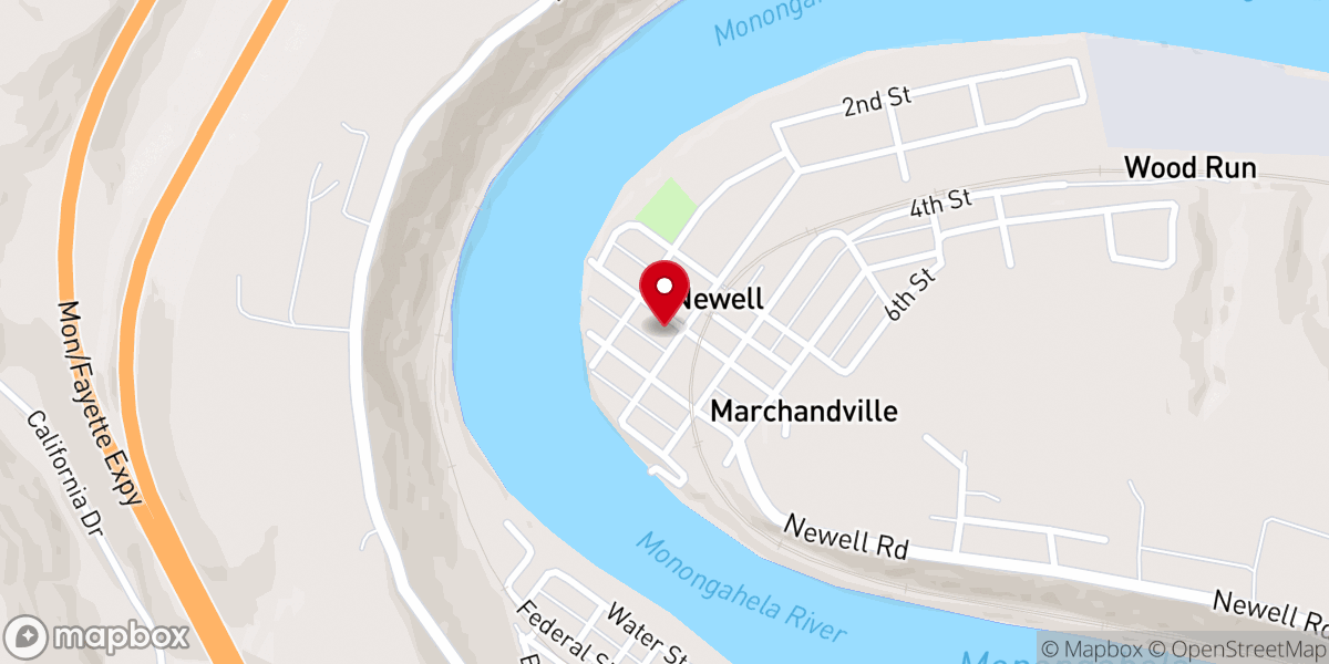 Map showing location of Newell United Methodist Church