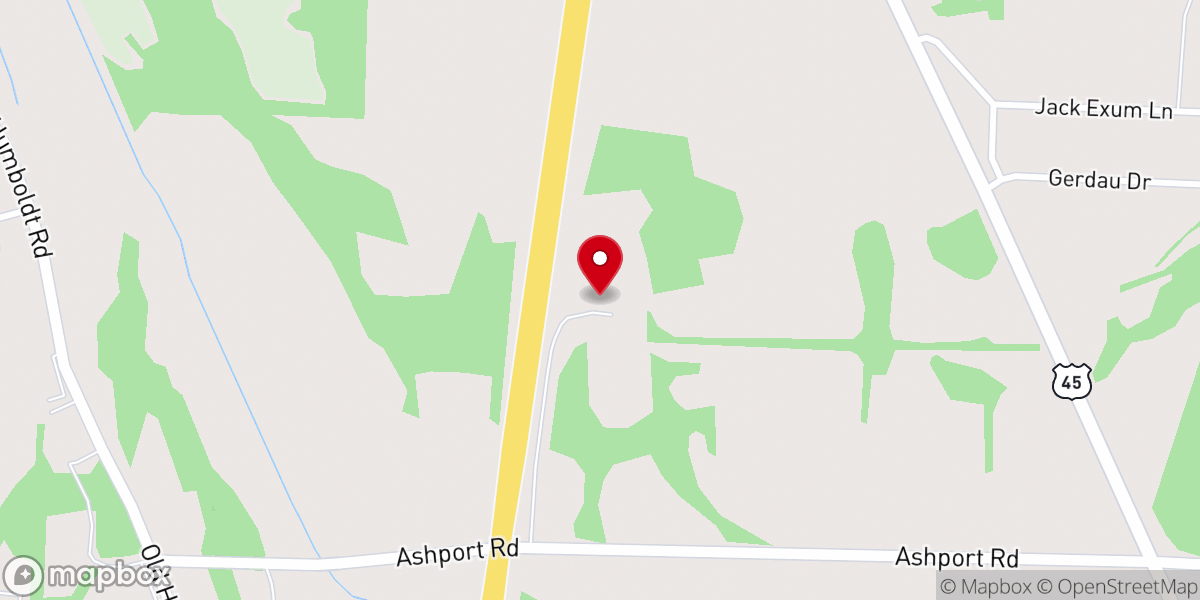 Map showing location of North Jackson Baptist Church