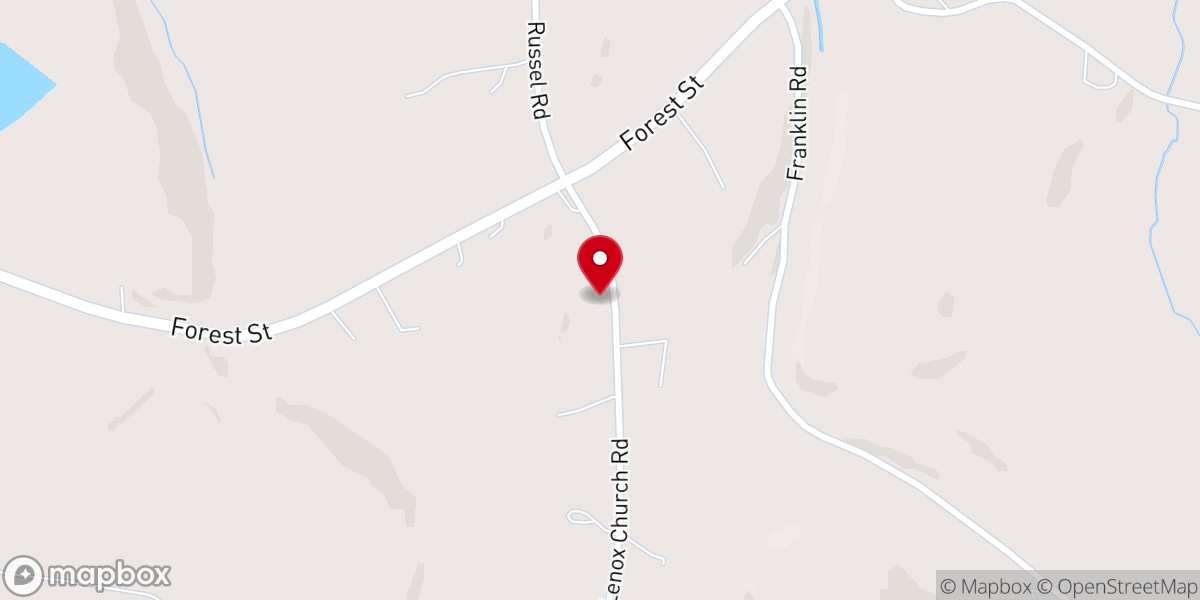 Map showing location of West Lenox Baptist Church