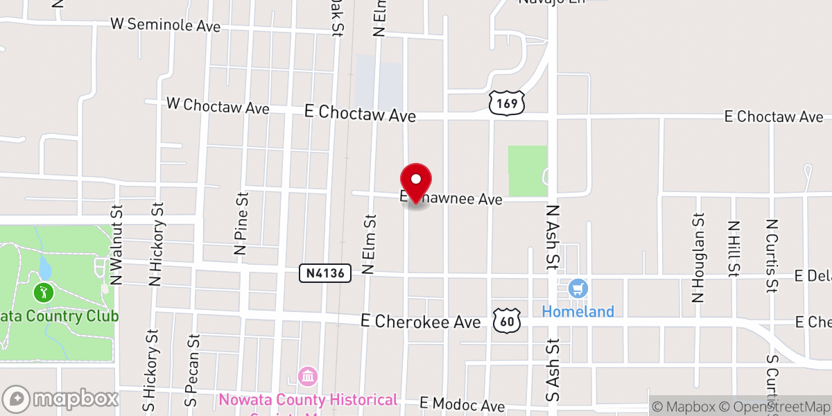 Map showing location of First Baptist Church