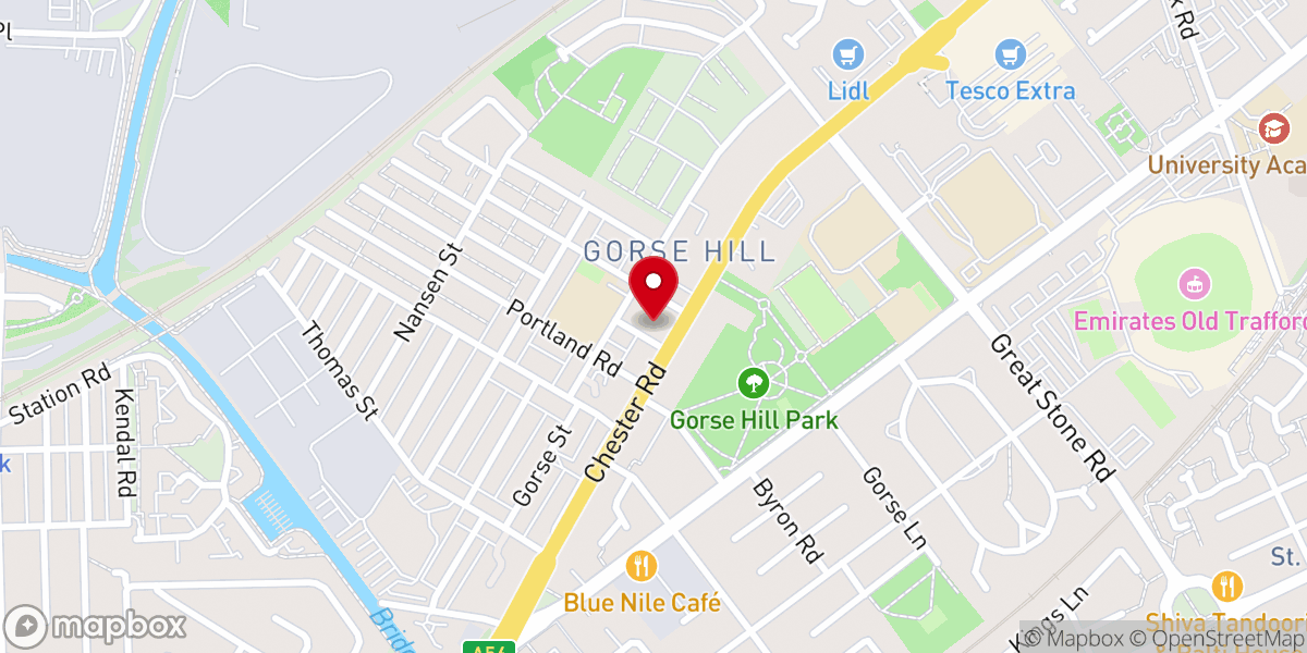 Map showing location of Gorse Hill Methodist Church