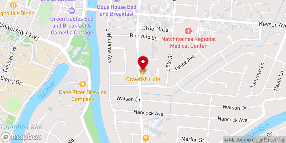 Map showing location of Crawfish Hole