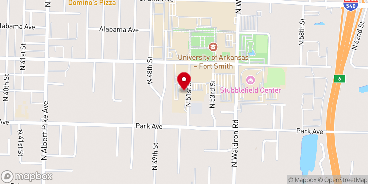 Map showing location of Fort Smith BCM (Baptist Collegiate Ministry)
