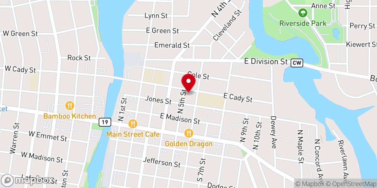 Map showing location of St John's Lutheran Church