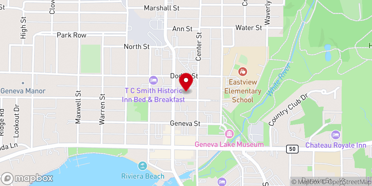 Map showing location of First Congregational United Church of Christ - Lake Geneva