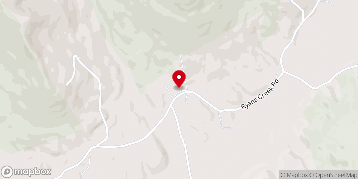 Map showing location of Ryan’s Creek Baptist Church