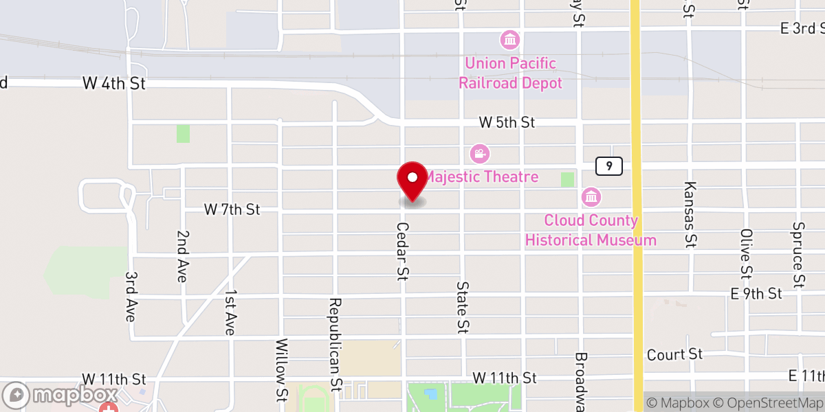 Map showing location of Baptist Church
