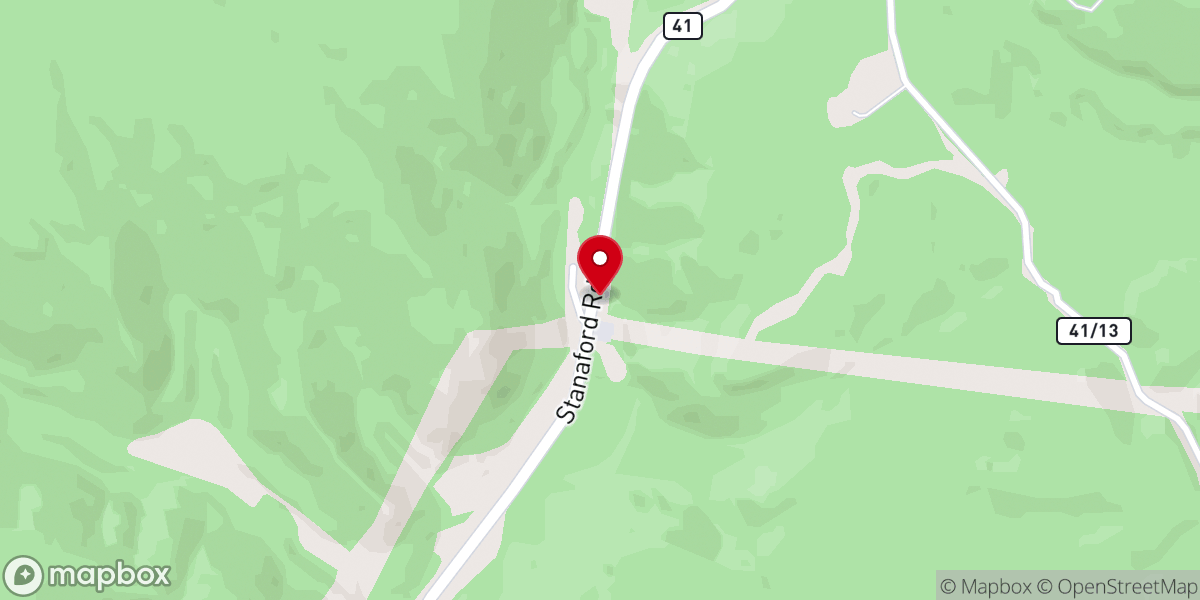 Map showing location of Layland Baptist Church