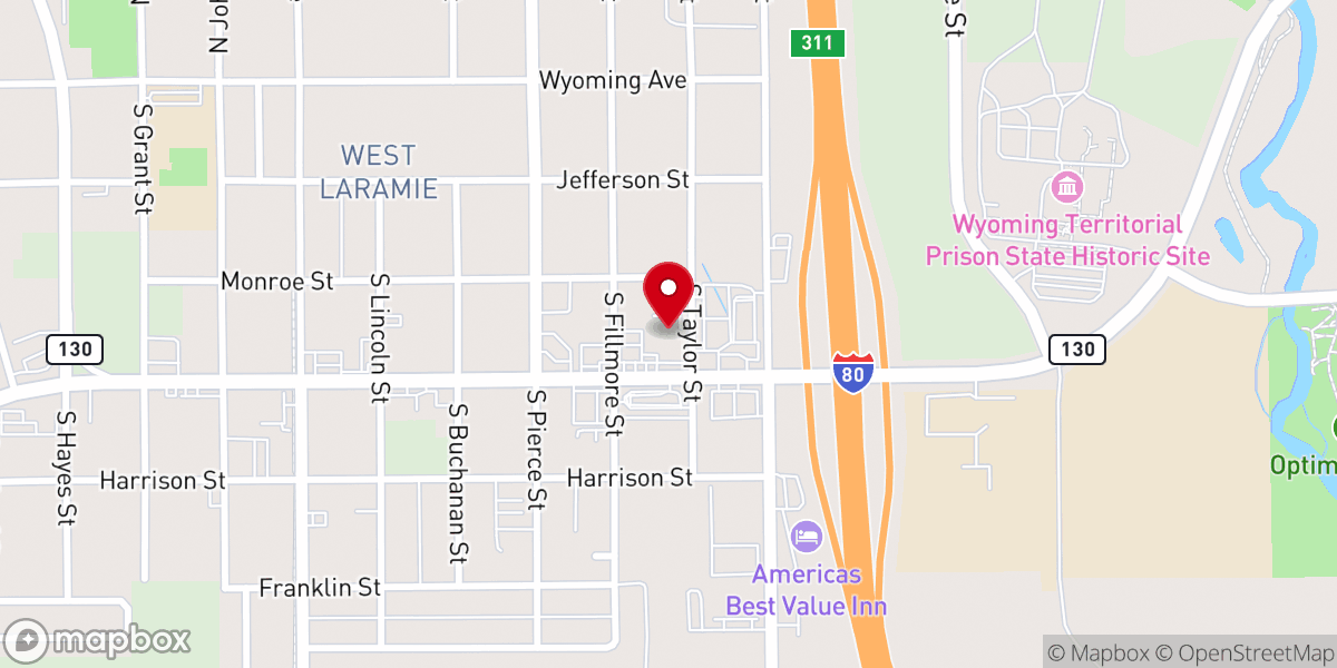 Map showing location of Grace Chapel of West Laramie