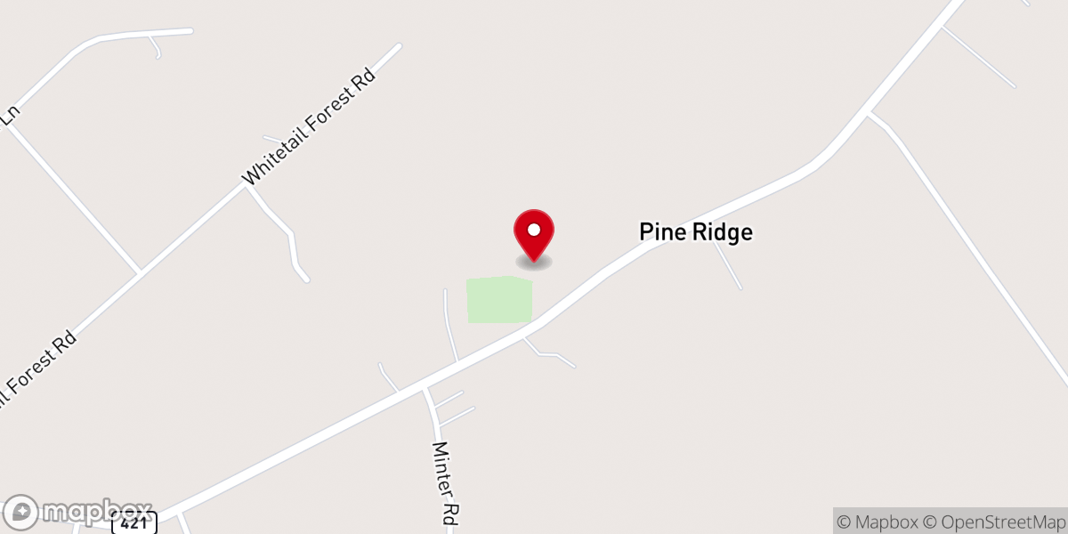 Map showing location of Pine Ridge Baptist Church