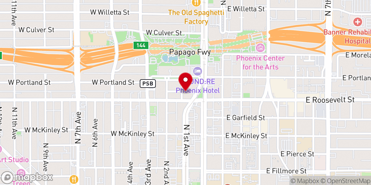 Map showing location of Trinity Episcopal Cathedral