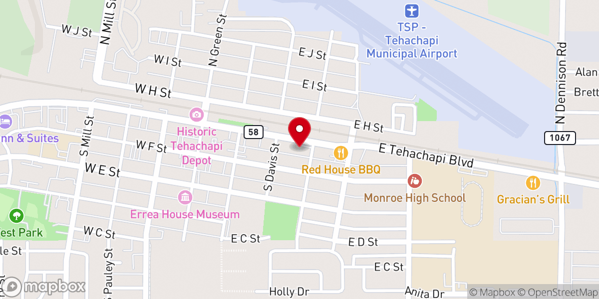 Map showing location of VBF Tehachapi Campus