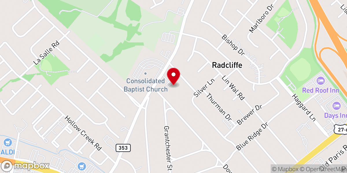 Map showing location of New Birth Baptist Church Inc