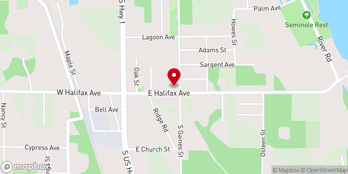 Map showing location of First Baptist Church of Oak Hill