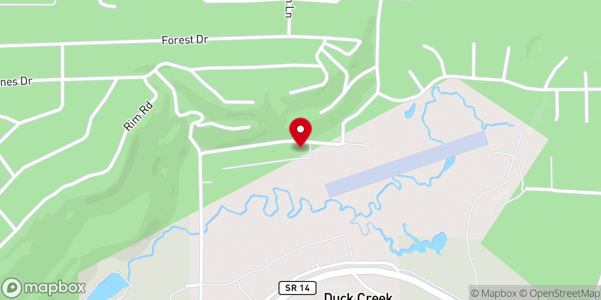 Map showing location of Duck Creek Community Church