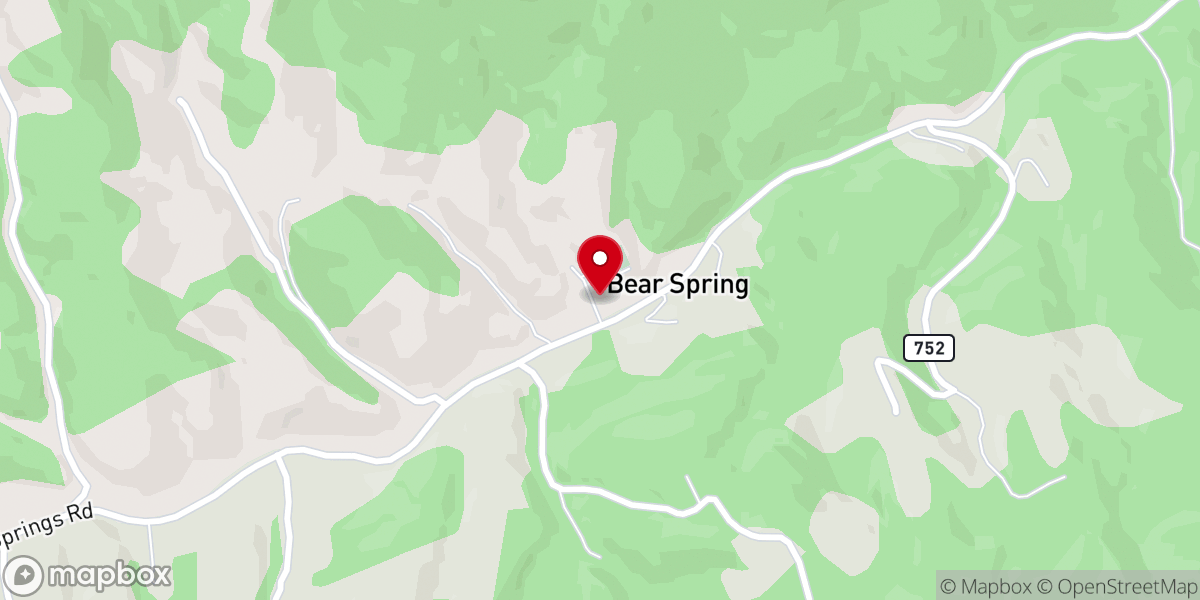 Map showing location of Bear Spring Church